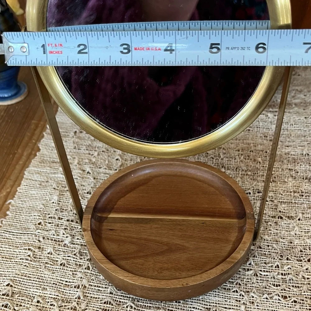 Gold and Wood Vanity 2-sided Tabletop Mirror by Haven